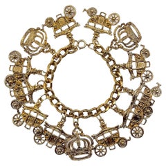 Antique Statement Coronation Charm Bracelet 1990s