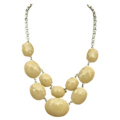 Vintage Statement Cream Beaded Bib Necklace
