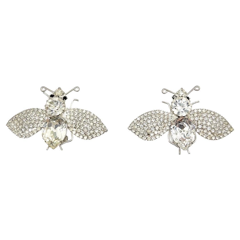 Vintage Statement Crystal Bee Earrings 1980s