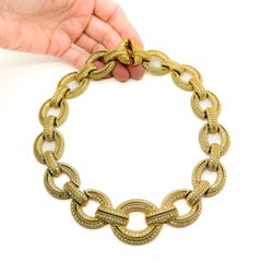 Vintage Statement Crystal Chain Link Collar 1980s
