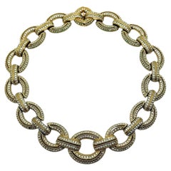 Vintage Statement Crystal Chain Link Collar 1980s