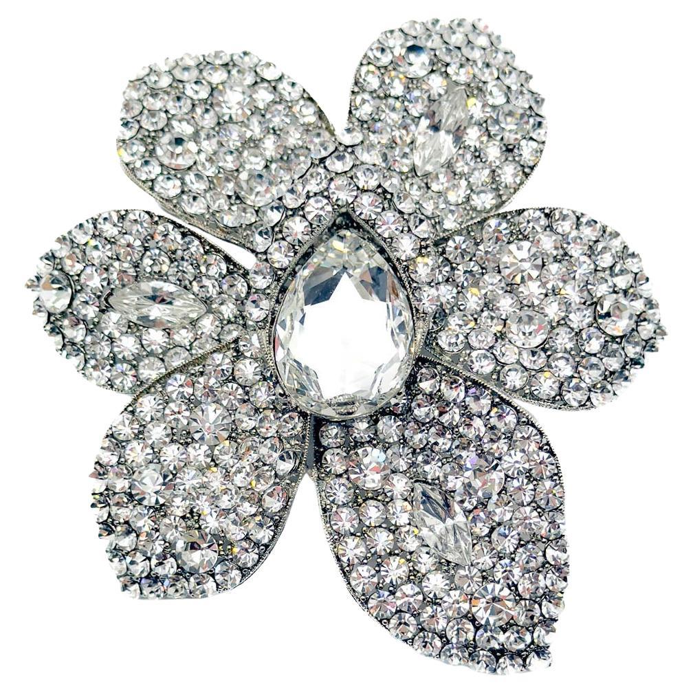 Vintage Statement Crystal Flower Brooch 2000s