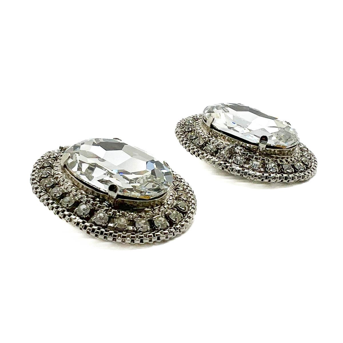 Women's or Men's Vintage Statement Crystal Headlamp Earrings 1980s For Sale