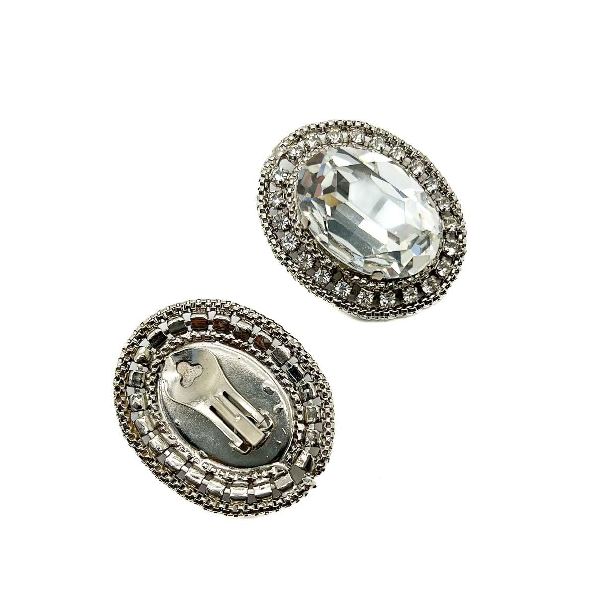 Vintage Statement Crystal Headlamp Earrings 1980s For Sale 2