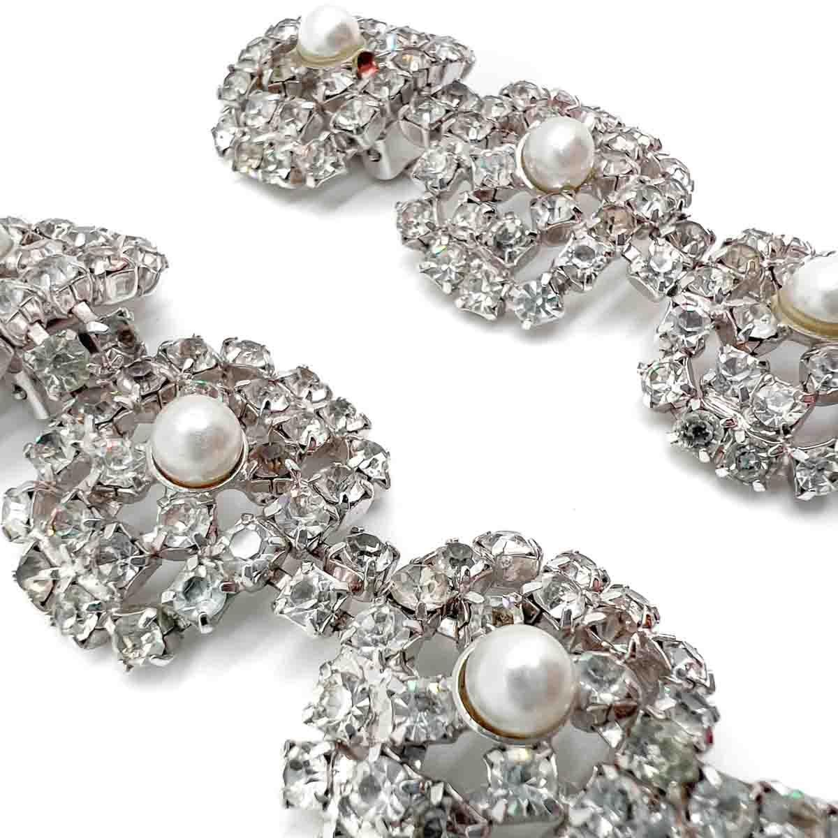 Women's Vintage Statement Crystal & Pearl Drop Earrings 1950s For Sale