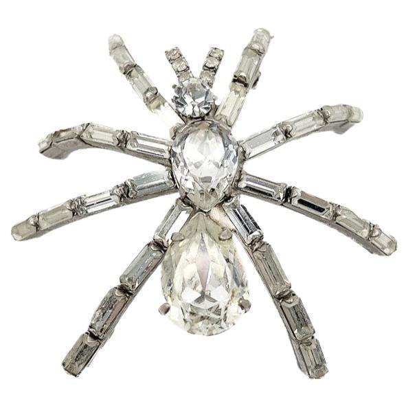 Vintage Statement Crystal Spider Brooch 1980s