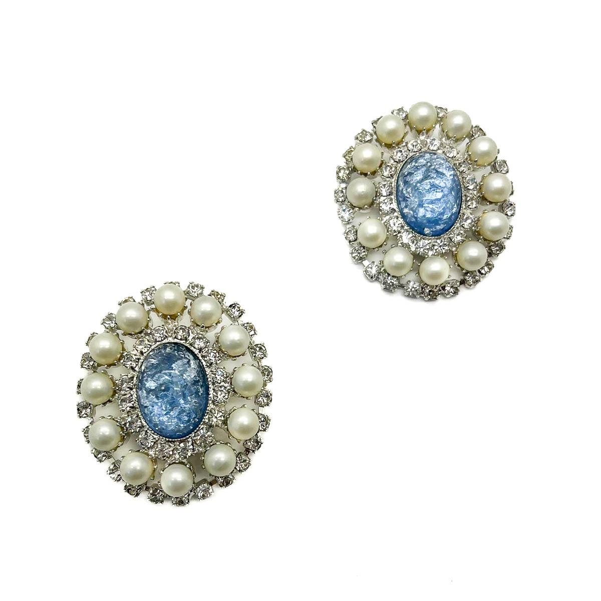 Women's or Men's Vintage Statement Easter Egg & Pearl Earrings 1980s For Sale