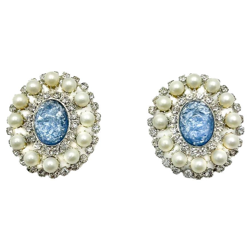 Vintage Statement Easter Egg & Pearl Earrings 1980s For Sale