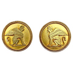 Boucles d'oreilles Sphinx égyptiennes vintage 1970