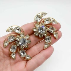 Vintage Statement Fancy Cut Crystal Swirl Ohrringe 1980s