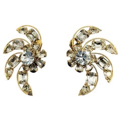 Boucles d'oreilles vintage en cristal taillé fantaisie 1980