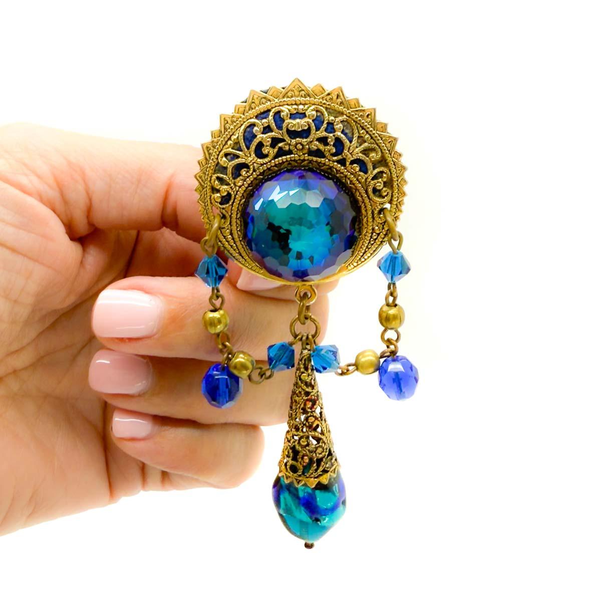 Vintage Statement Filigran verblendete Glasohrringe 1960s im Angebot 2