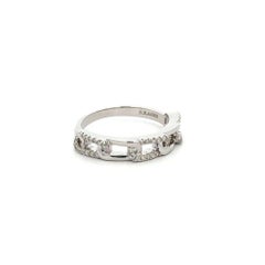 Vintage Statement Gold Links and Pave Brilliant Cut Diamond Band Ring