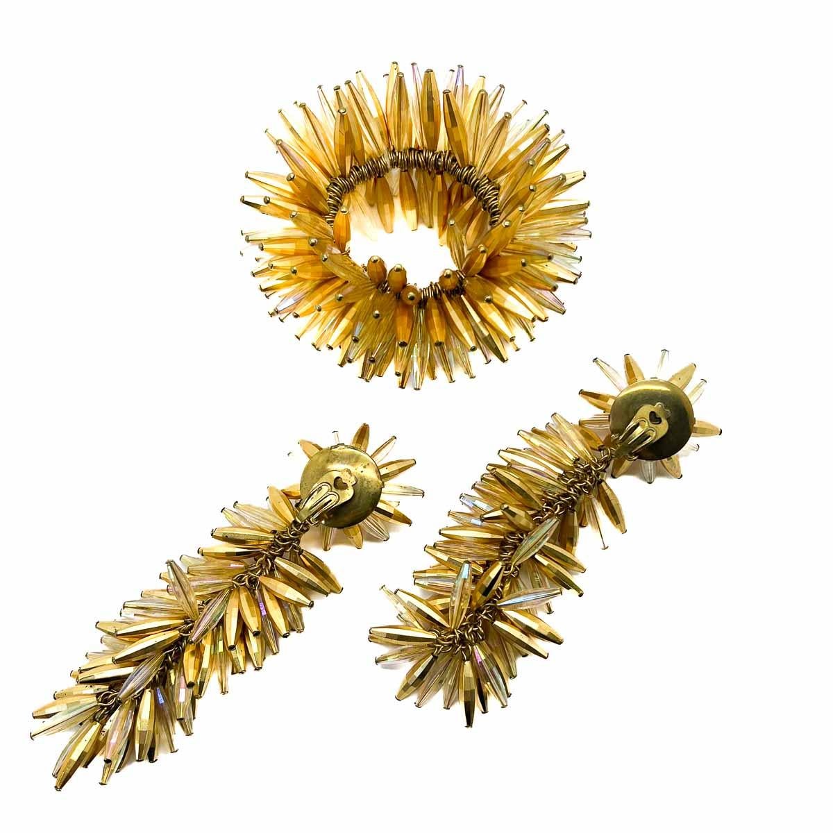 Statement Goldene Perlen Manschette & Ohrringe 1960er Jahre Vintage Statement im Angebot 2