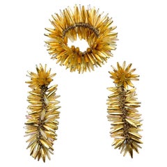 Vintage Statement Golden Beaded Cuff & Earrings 1960s