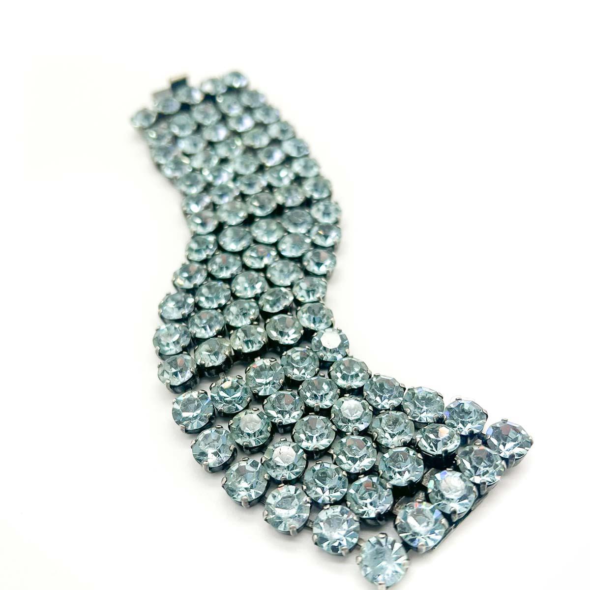 Vintage Statement Sparkly Crystal Alexandrite Colour Change Cuff 1960s 2