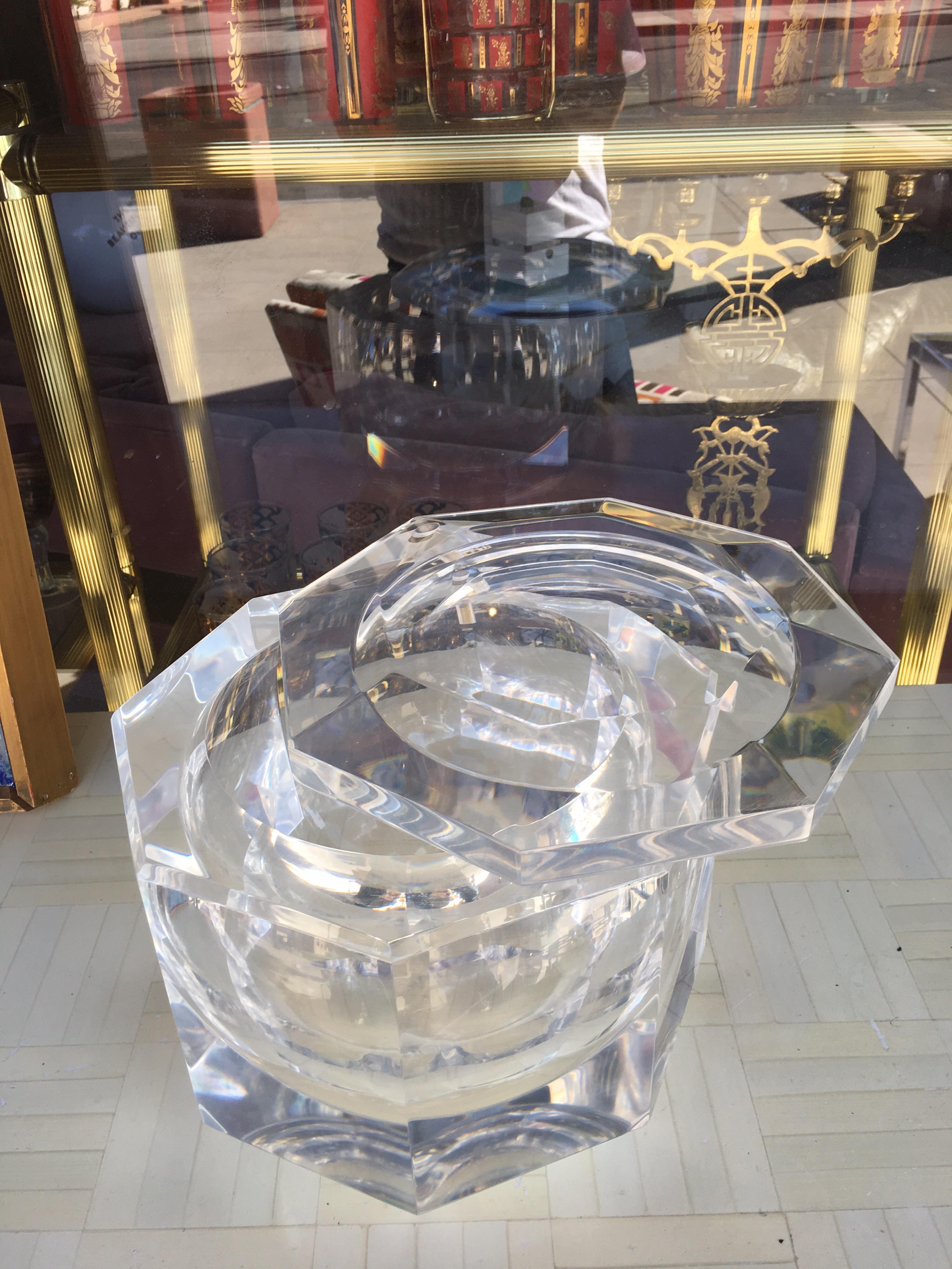 Modern Vintage Statement Lucite Ice Bucket by Michael Kazan