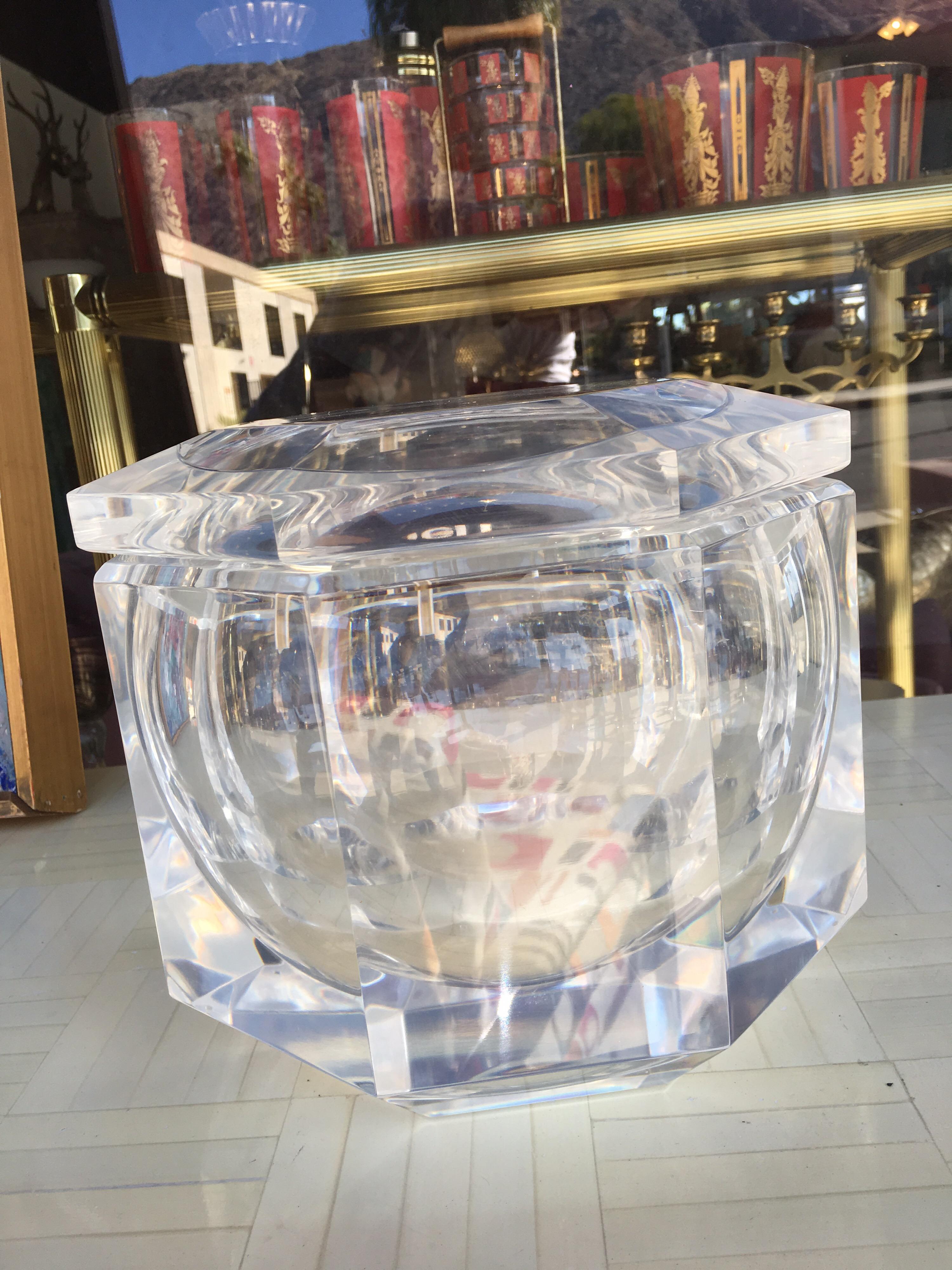 Faceted Vintage Statement Lucite Ice Bucket by Michael Kazan