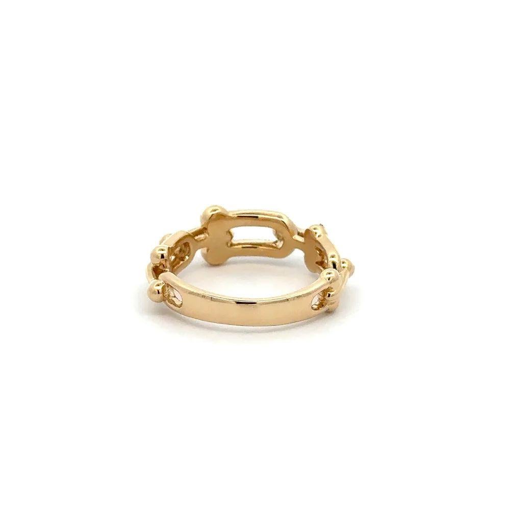 Women's Vintage Statement Open Gold Links and Pave Brilliant Cut Diamond Band Ring For Sale