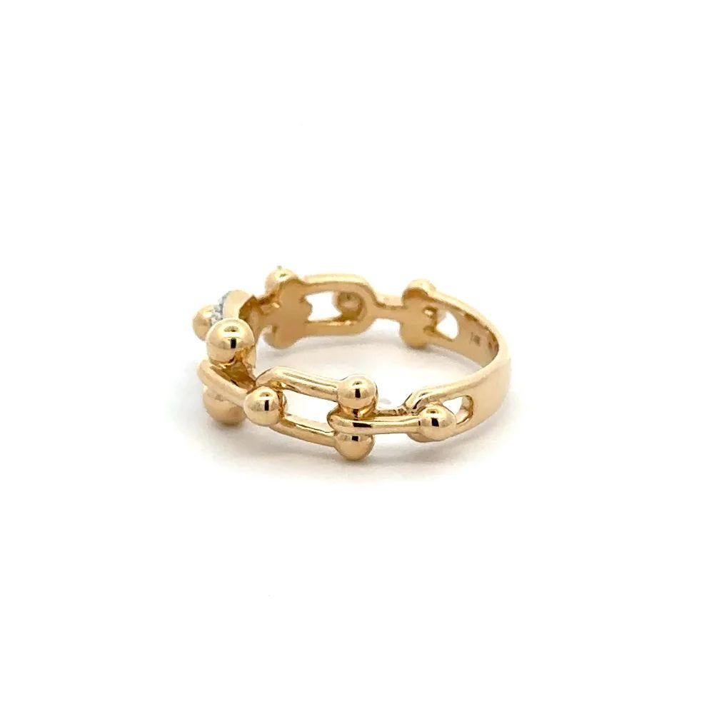 Vintage Statement Open Gold Links and Pave Brilliant Cut Diamond Band Ring (bague en or à maillons ouverts et diamants pavés) Pour femmes en vente