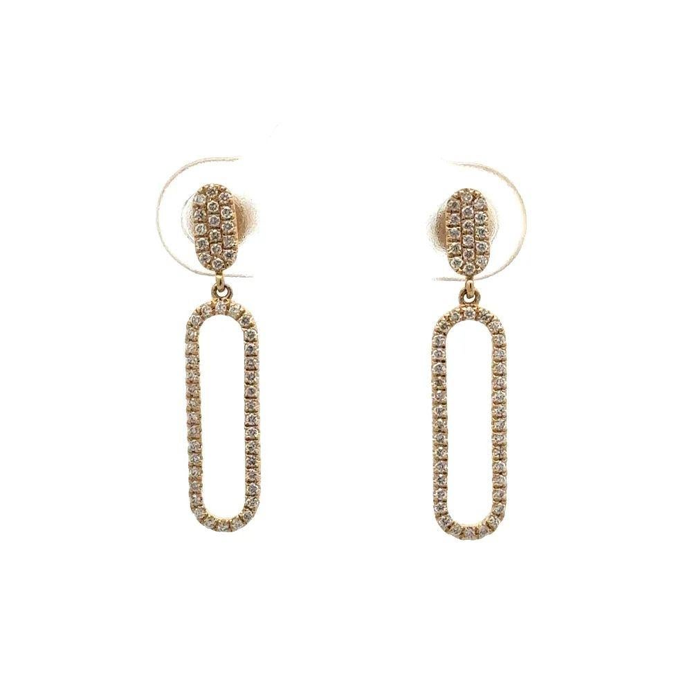 Taille brillant Boucles d'oreilles pendantes en or avec diamants et trombones ouverts. en vente