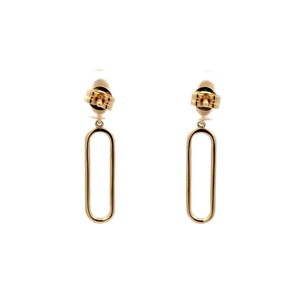 Vintage Statement Open Paperclip Design Diamond Gold Hoop Drop Earrings For Sale 1