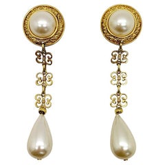 pendientes bomba perla vintage años 80