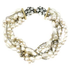Torsade fantaisie vintage en perles et cristal des années 1990