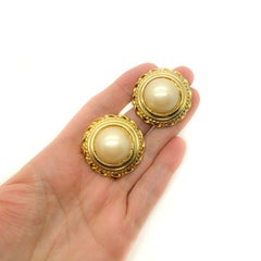 Vintage Statement Pearl Galleried Earrings 1980s