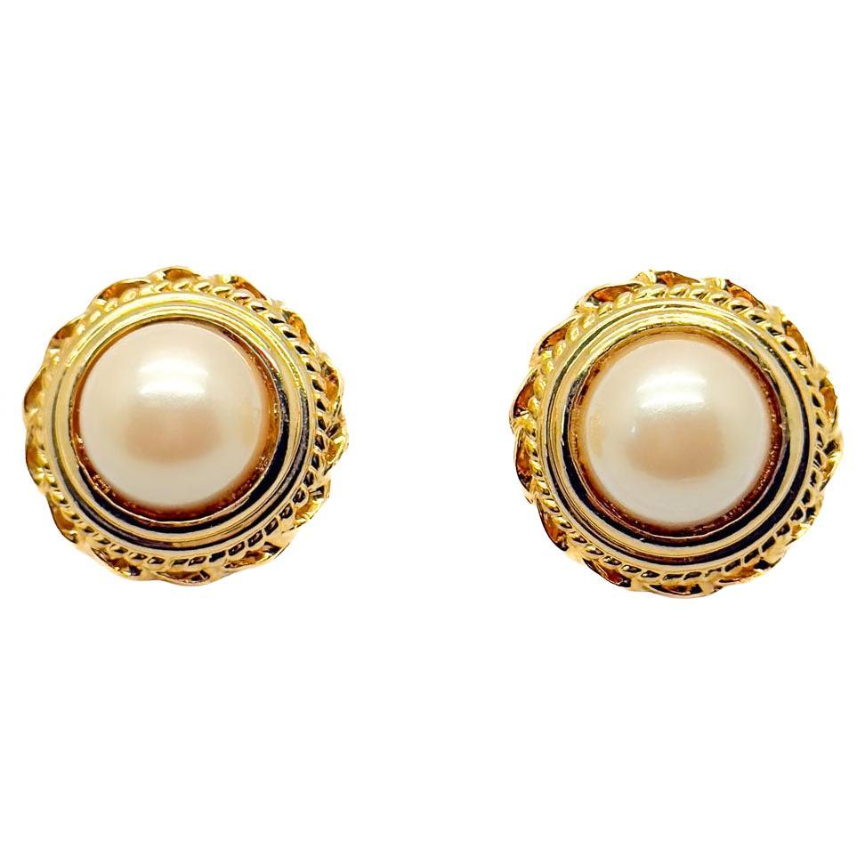 Pendientes de perlas vintage de la década de 1980 en venta