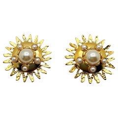 Boucles d'oreilles vintage avec perles en étoile 1980