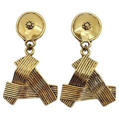 Retro Statement Ribbon Earrings 1980s