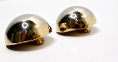 Vintage Statement Two-Toned 14k Gold Plated Round Dome Clip-On Earrings