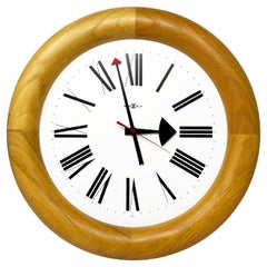Reloj de pared Vintage Stationmaster 611 Oak de Arthur Umanoff para Howard Miller