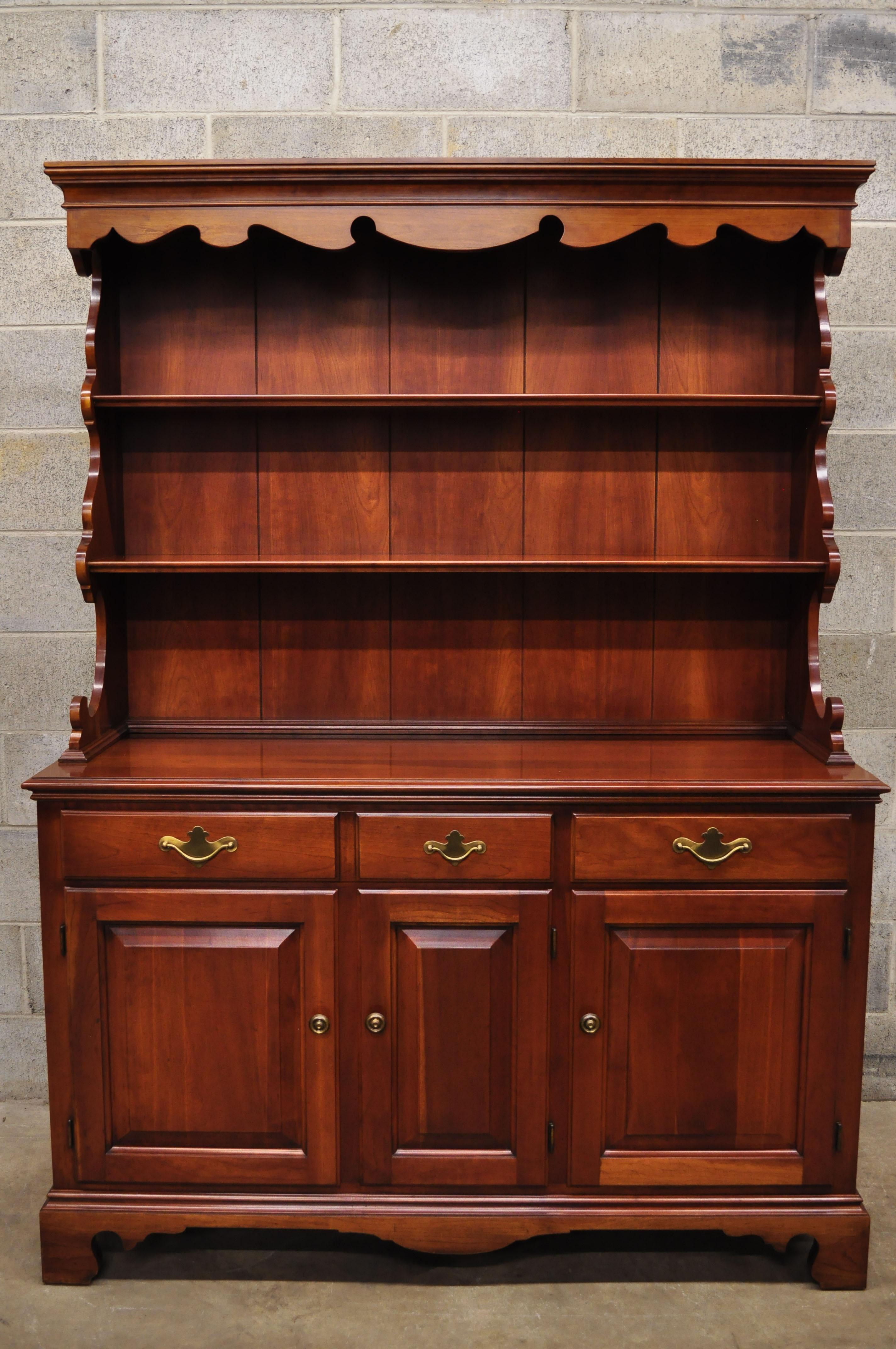 Vintage Statton Trutype Cherry 2-Piece Step Back Hutch Cupboard Cabinet Buffet 3