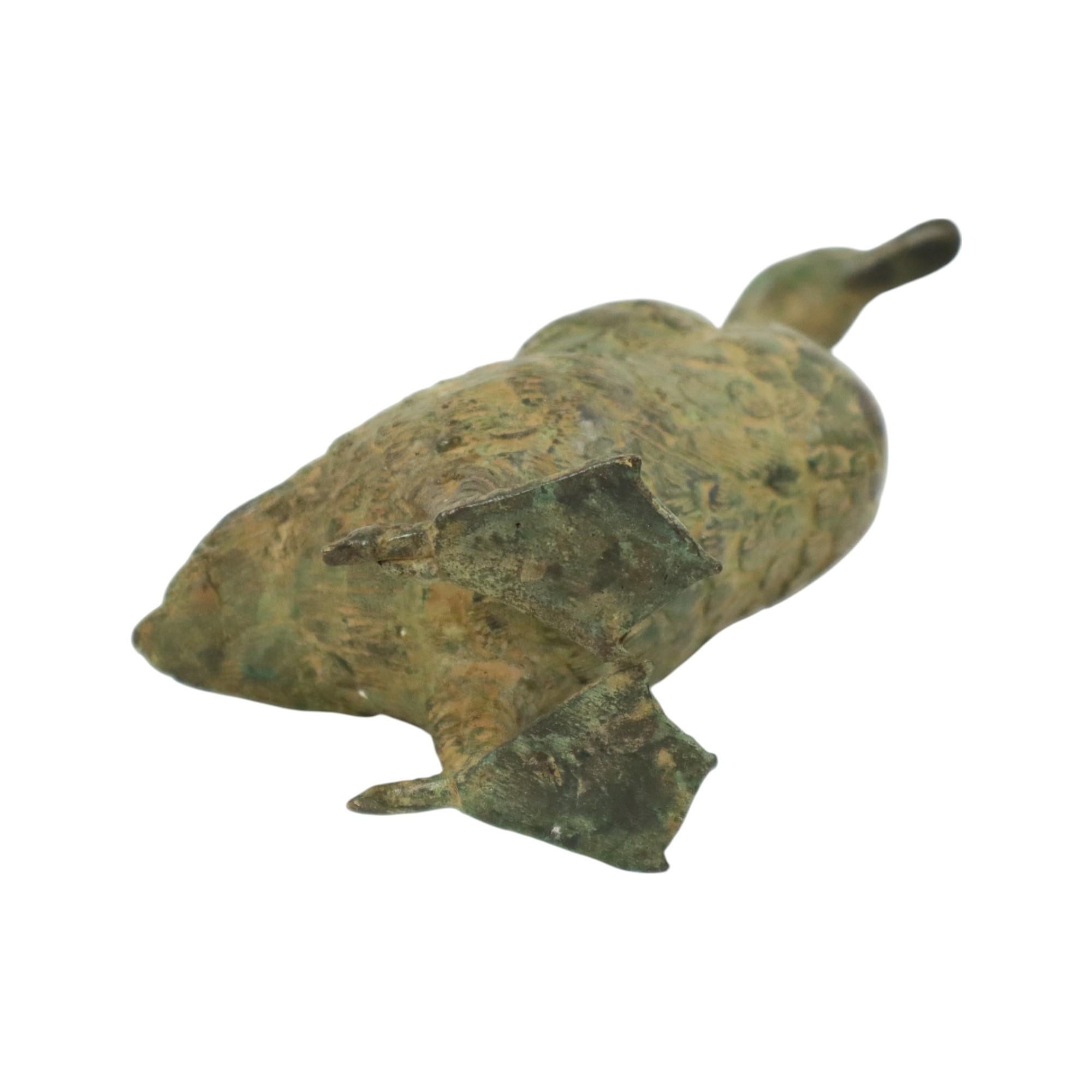 Statua d'epoca di corridore indiano Anatra in bronzo patinato XX secolo in vendita 4