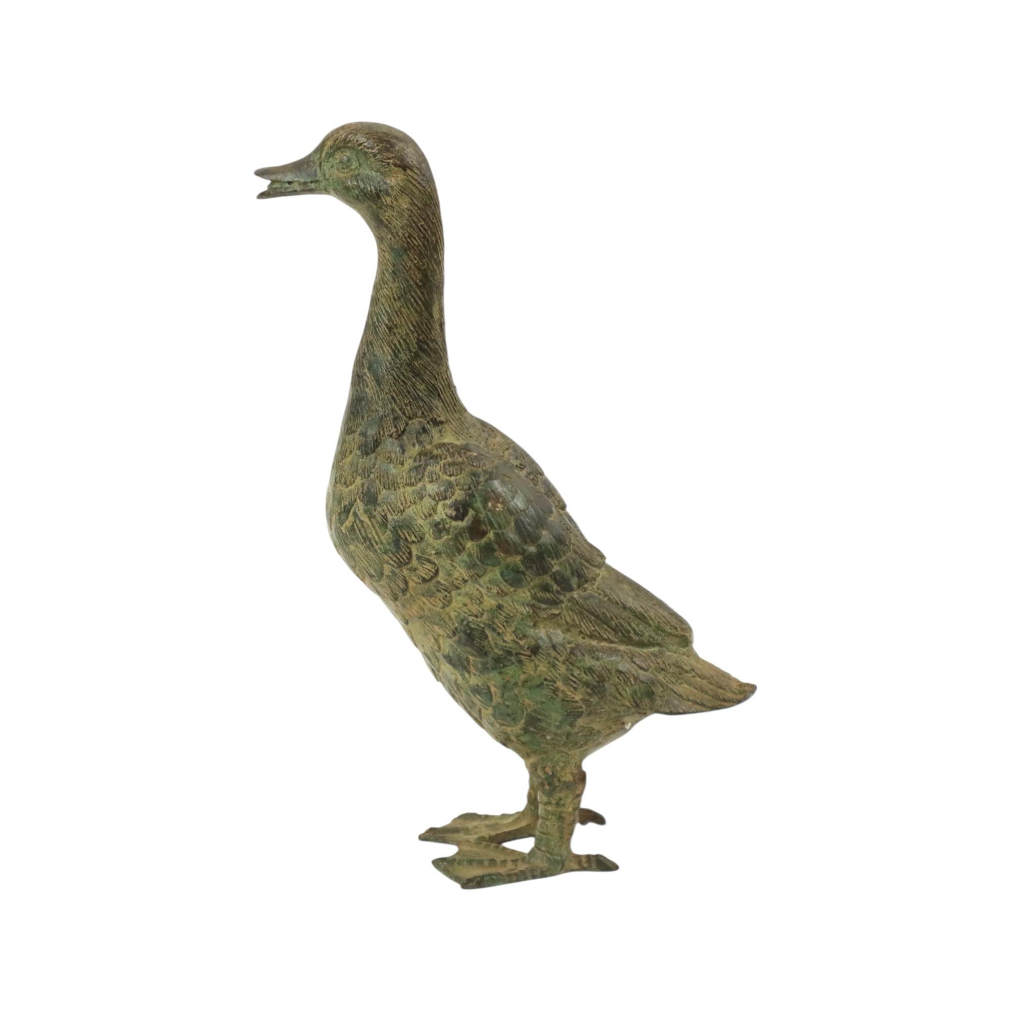 Statua d'epoca di corridore indiano Anatra in bronzo patinato XX secolo In condizioni ottime in vendita a Poperinge, BE