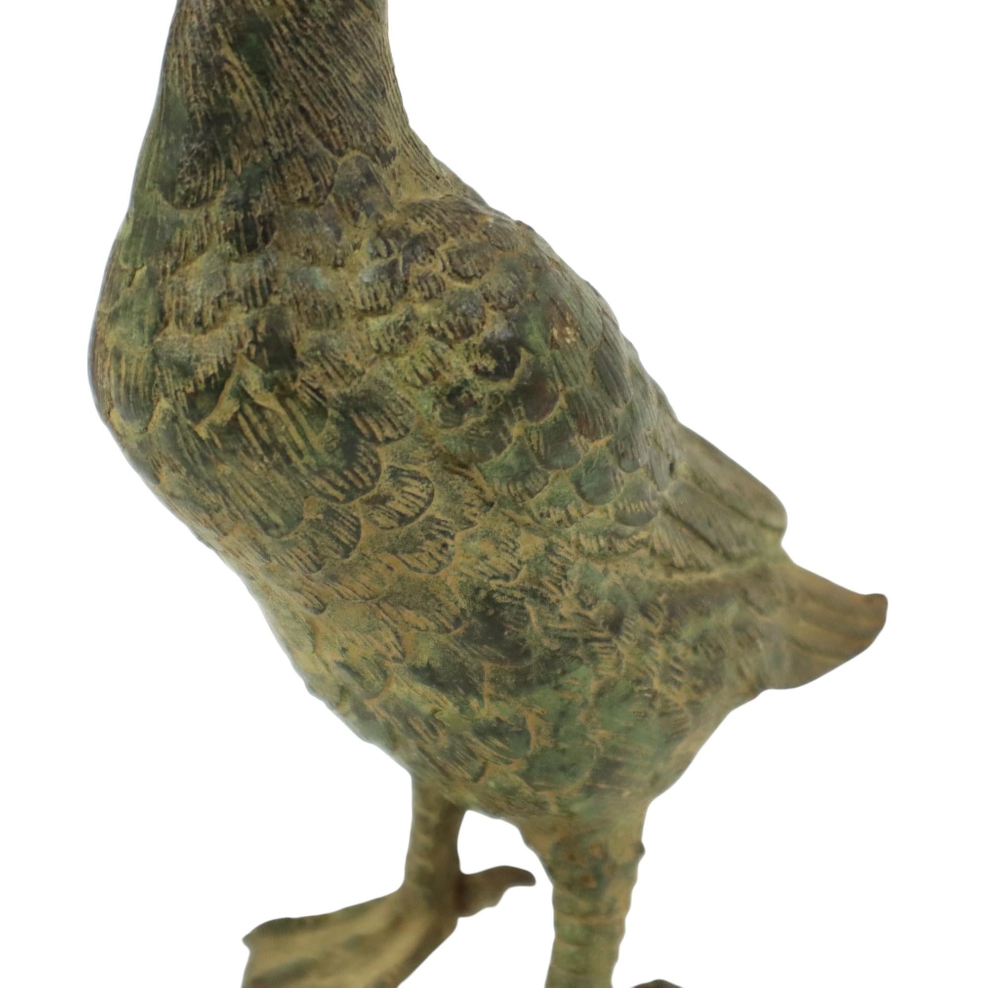 Statua d'epoca di corridore indiano Anatra in bronzo patinato XX secolo in vendita 2