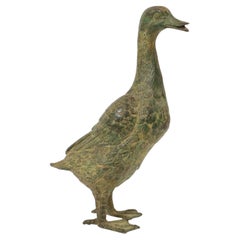 Estatua Vintage Pato Corredor Indio Bronce Patinado Siglo XX