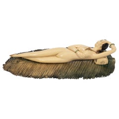 Vintage Statue of Woman on Leaf with Pillow