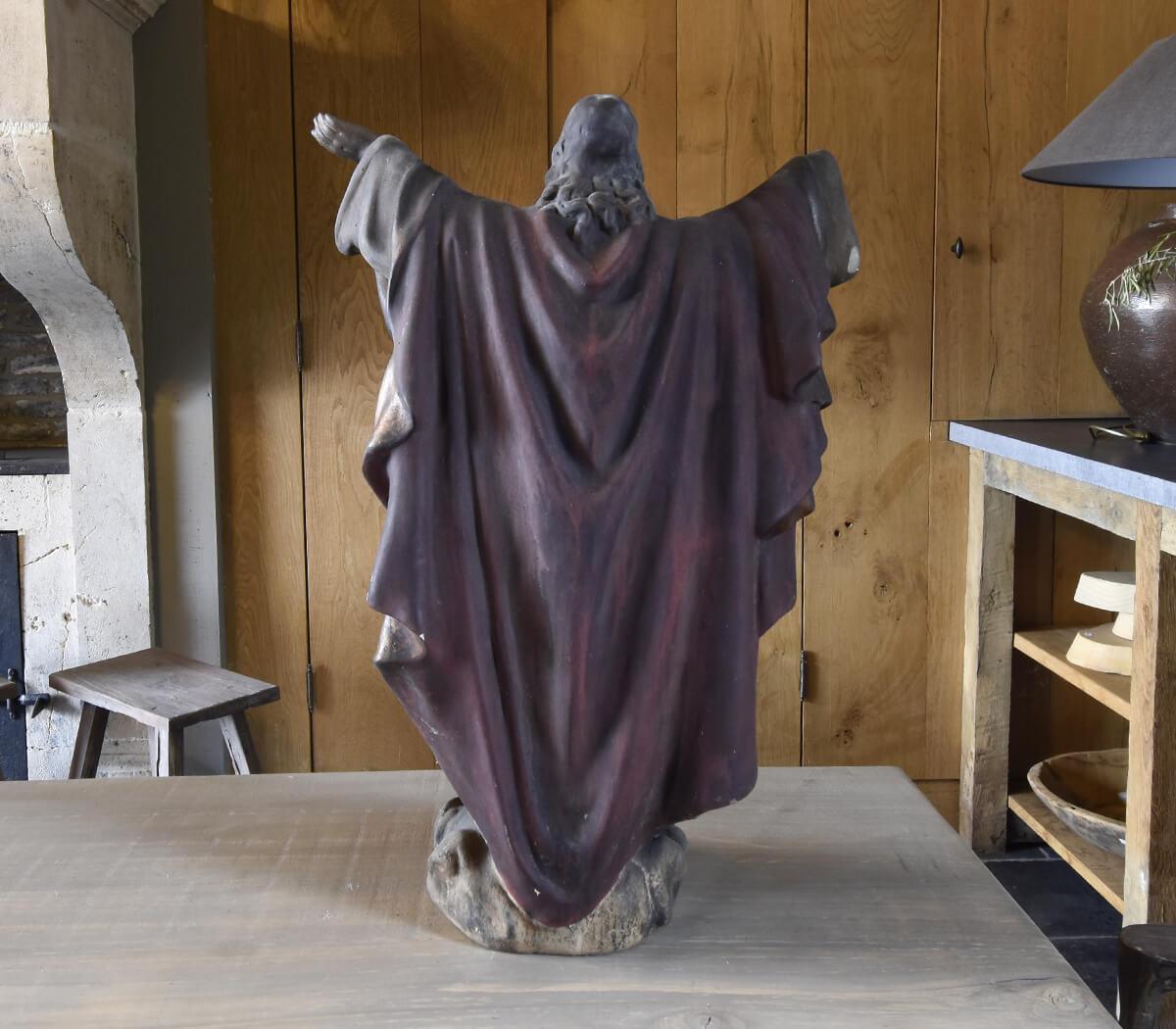 Vintage-Statue des Heiligen Herzens Jesus Christ  im Zustand „Starke Gebrauchsspuren“ im Angebot in Udenhout, NL
