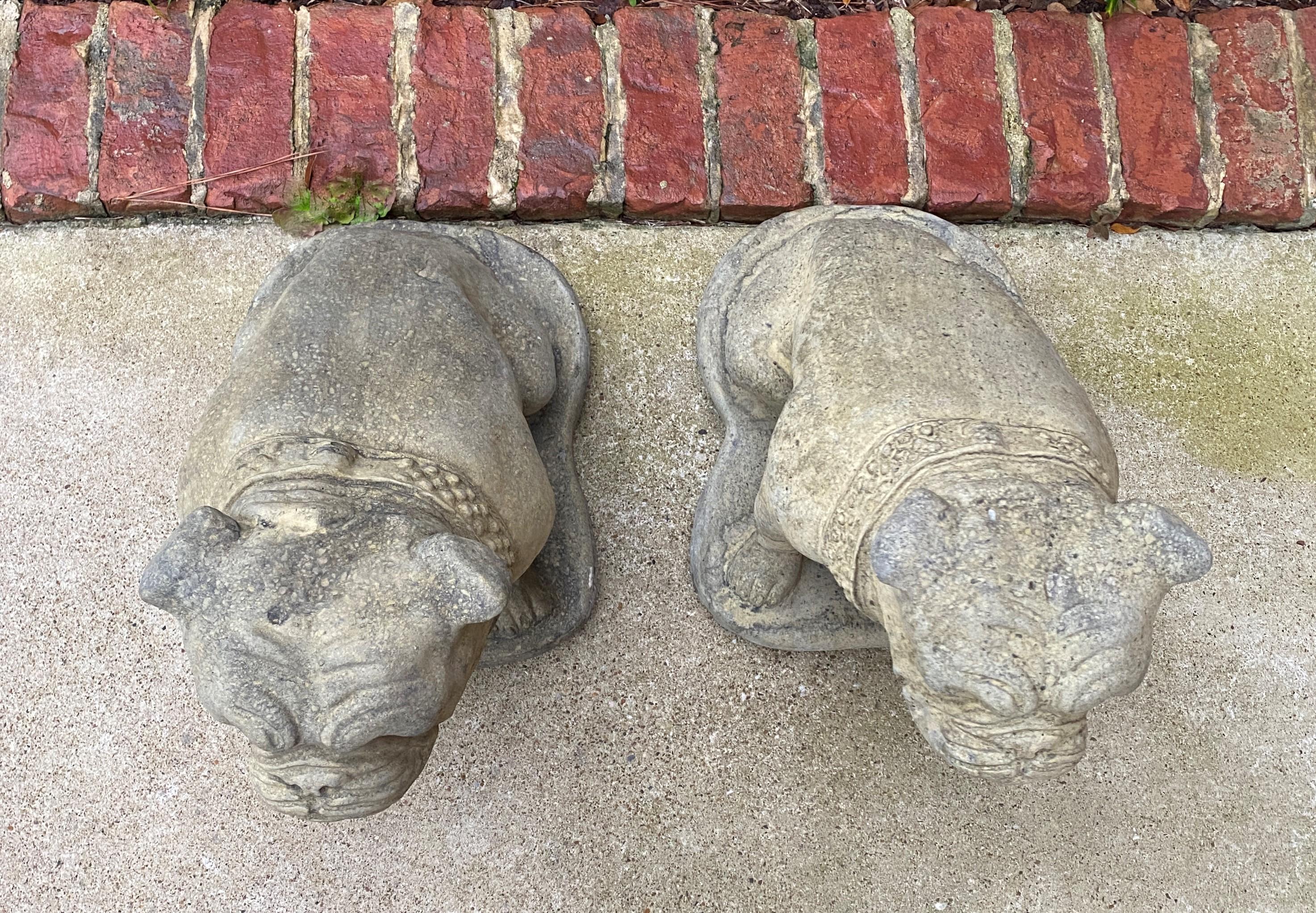 concrete bulldog garden statue