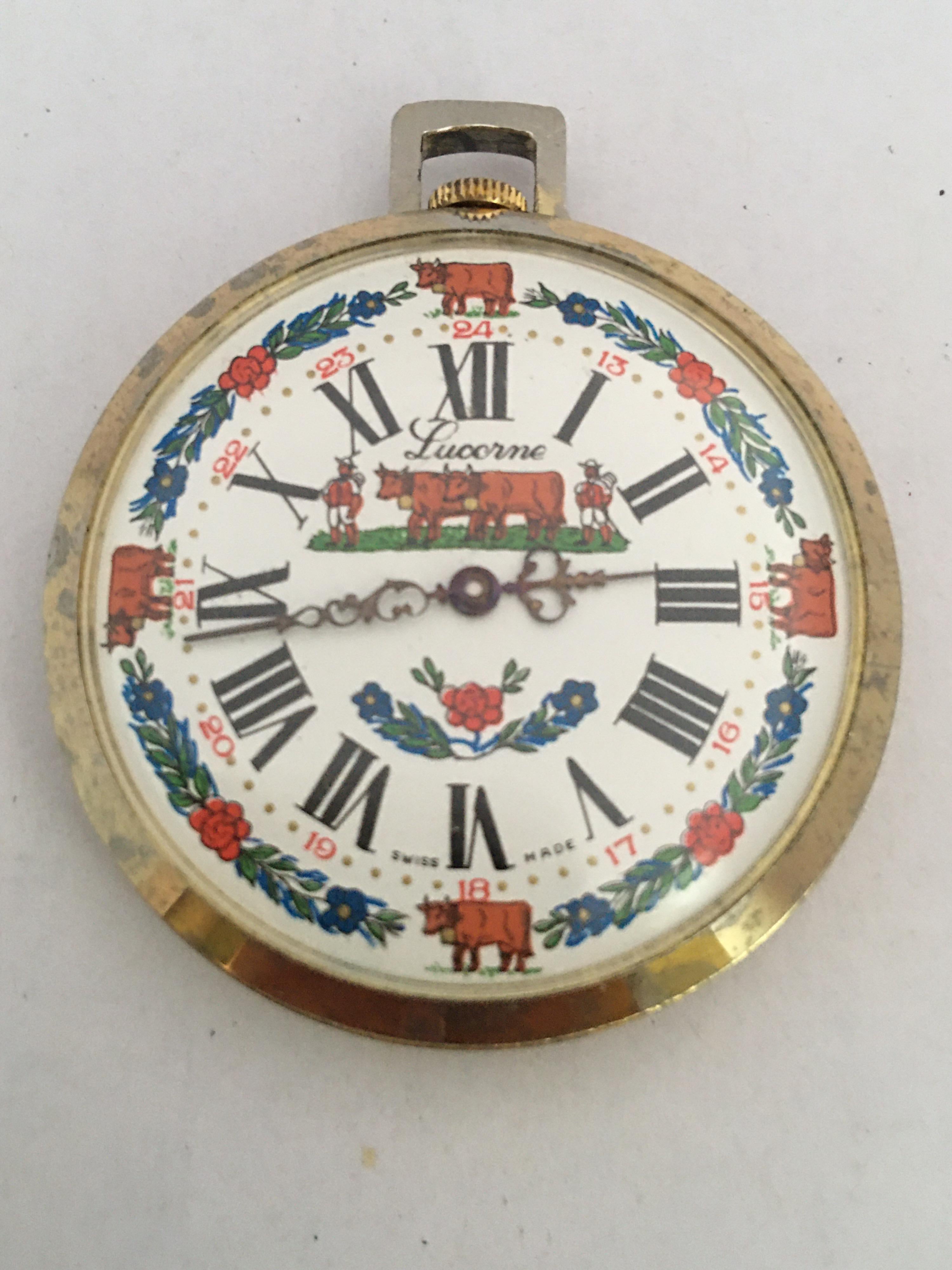 Vintage Dampfzug Schweizer mechanische Taschenuhr 6