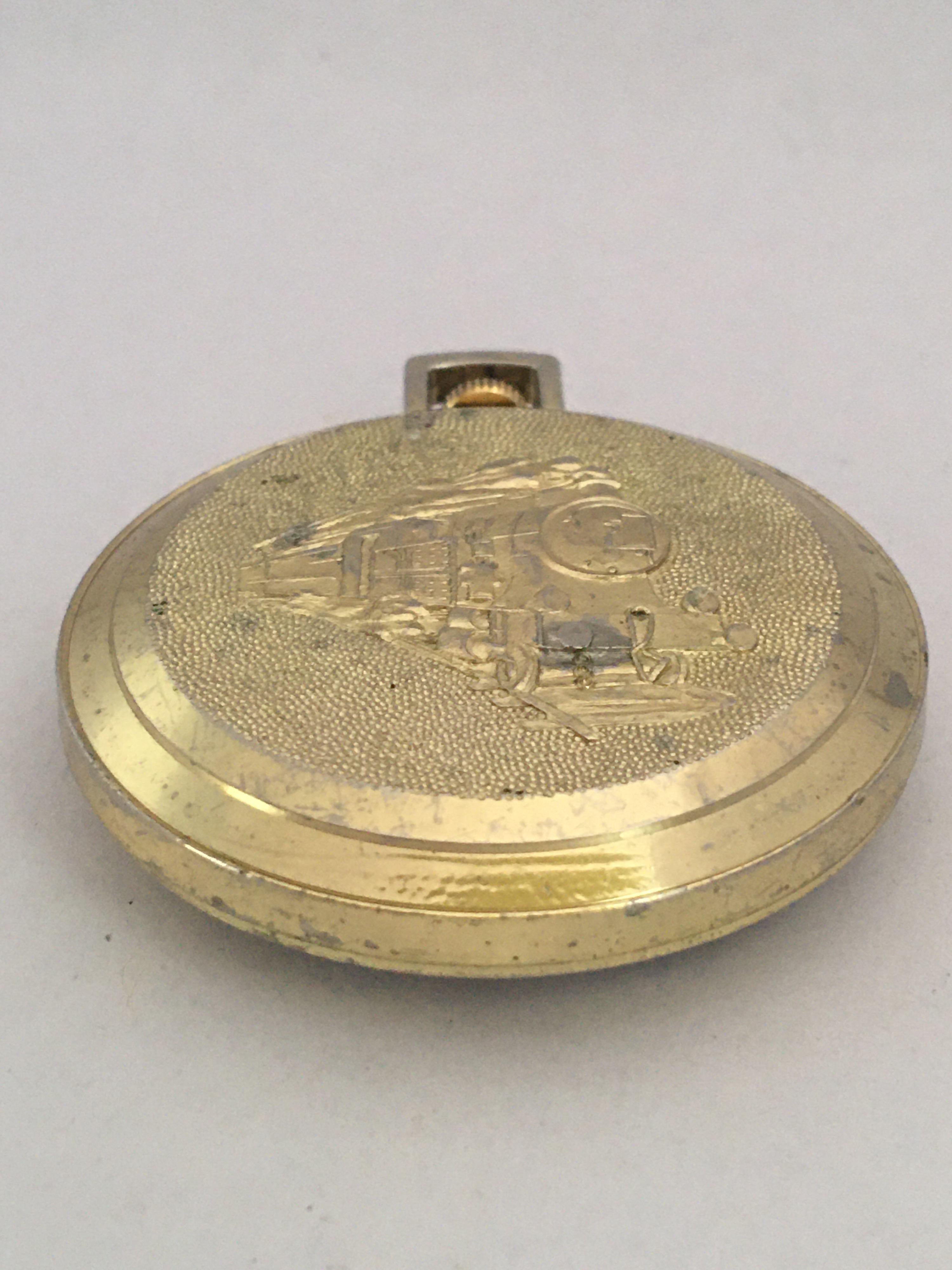 Vintage Dampfzug Schweizer mechanische Taschenuhr 3