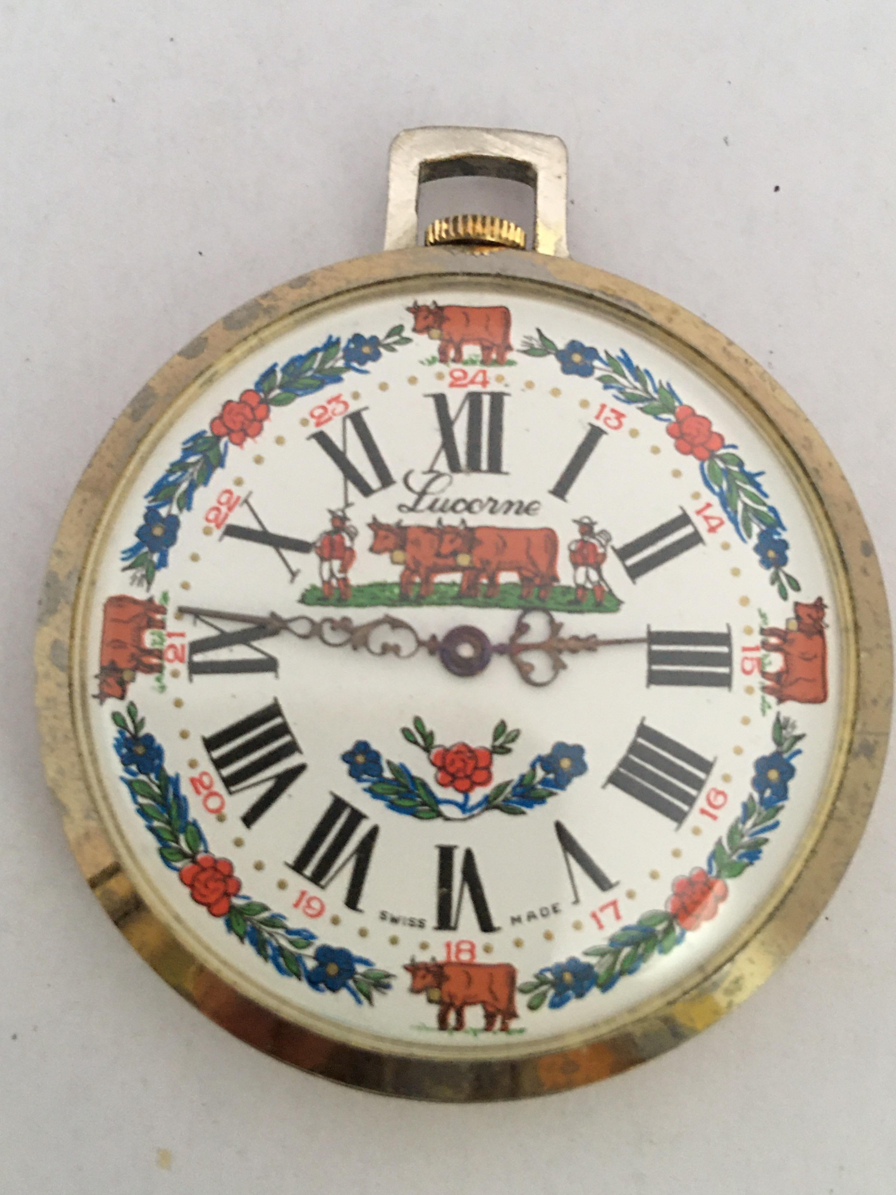 Vintage Dampfzug Schweizer mechanische Taschenuhr 4