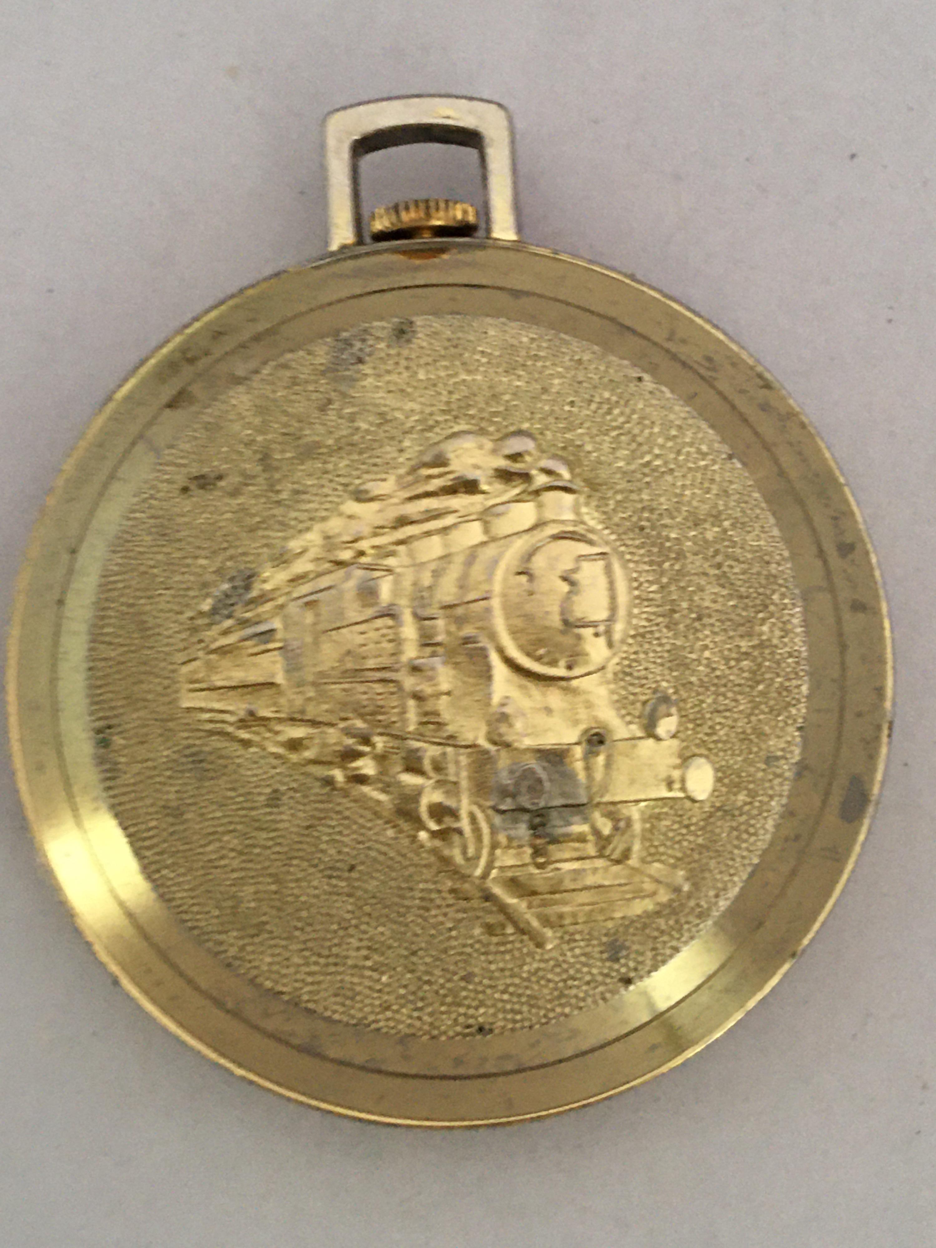 Vintage Dampfzug Schweizer mechanische Taschenuhr 5