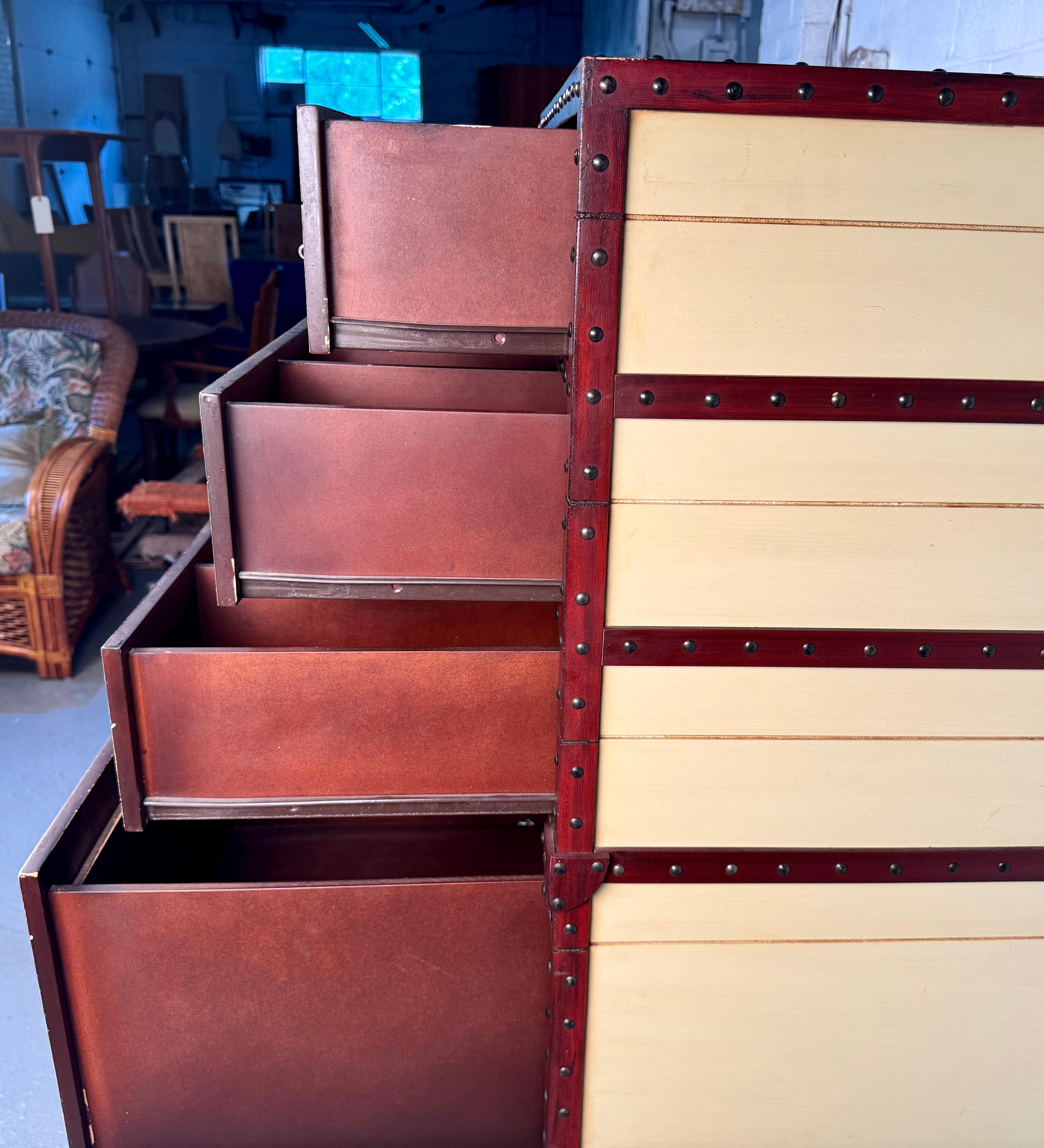 Vintage Steamer Trunk Dresser For Sale 4