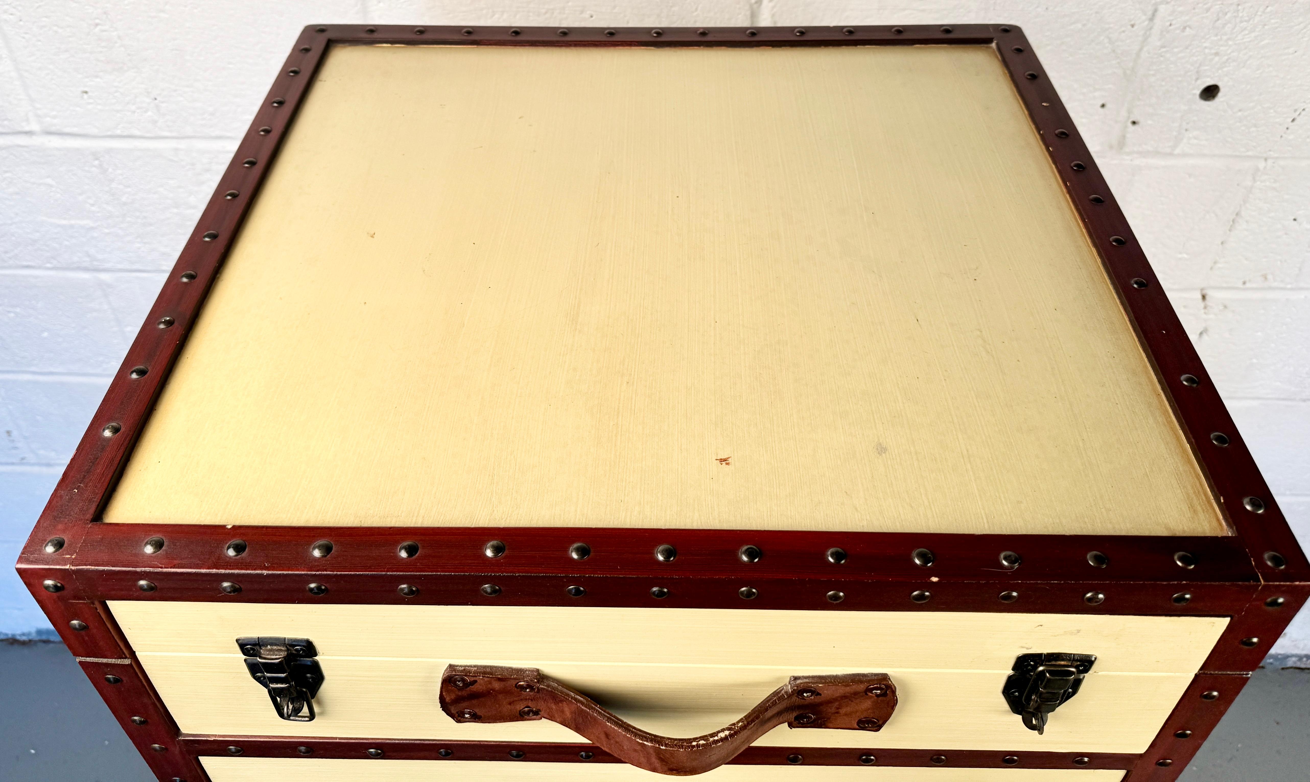 Wood Vintage Steamer Trunk Dresser For Sale