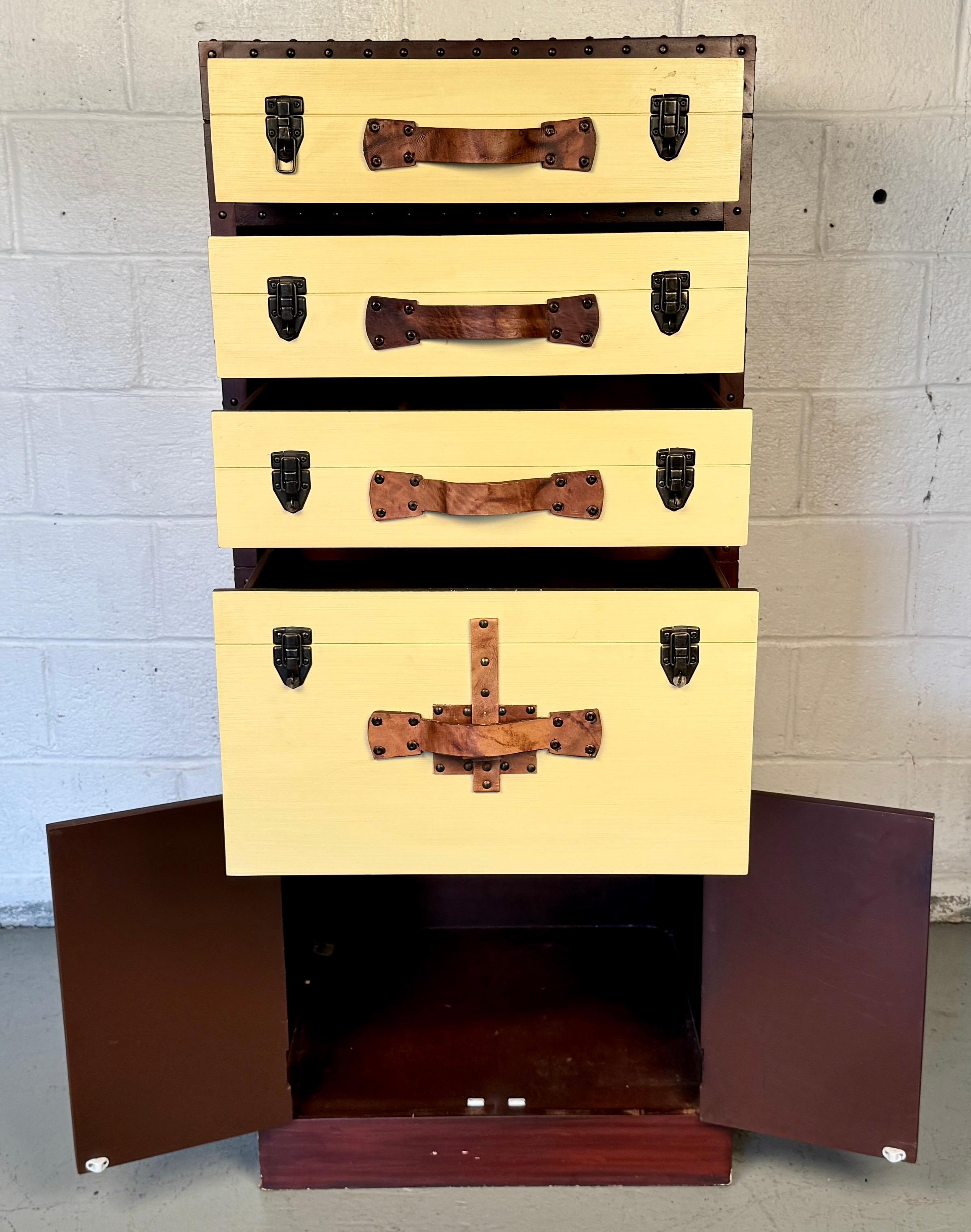 Vintage Steamer Trunk Dresser For Sale 2