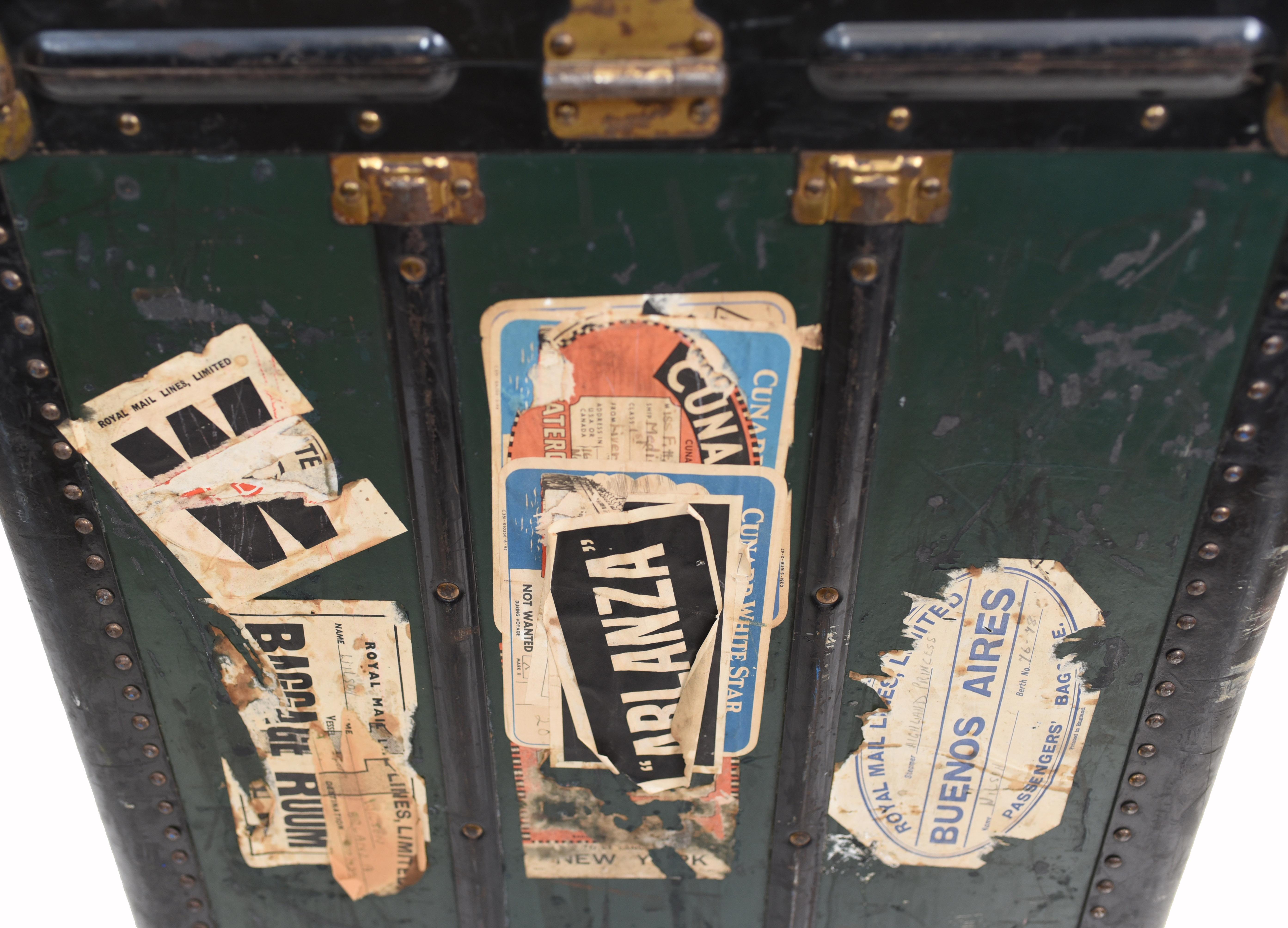steamer trunk with stickers